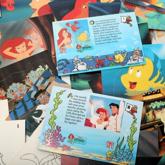 Vintage Disney's The Little Mermaid Trading Cards Pro Set 1991 Ariel Collectable - Picture 11 of 13